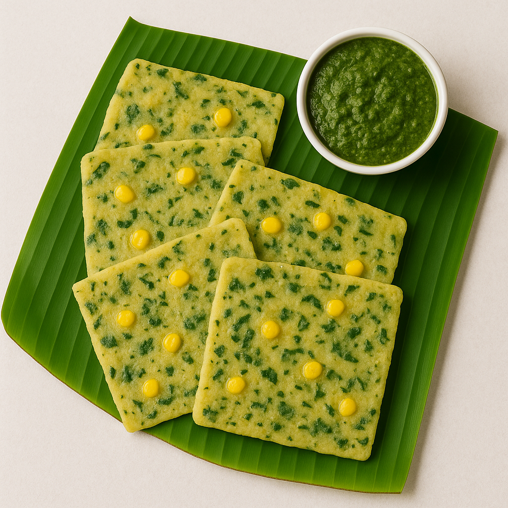 Sweet Corn Spinach Panki