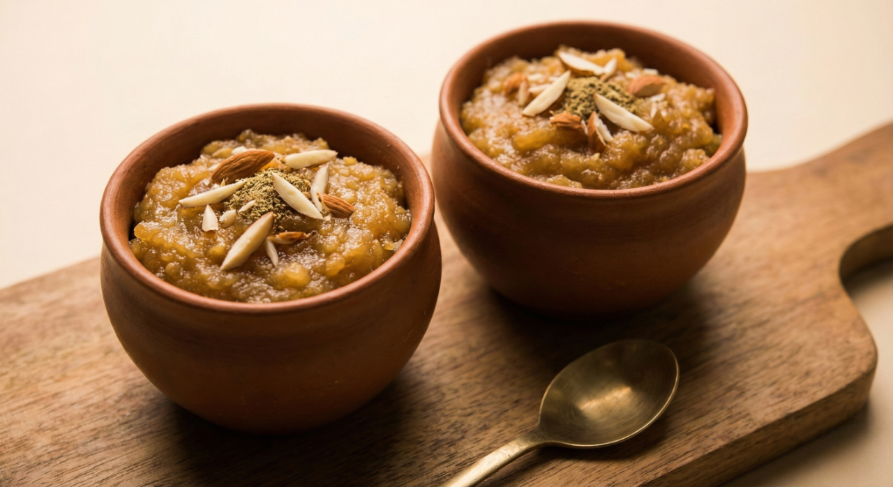 steamed moong dal halwa cups
